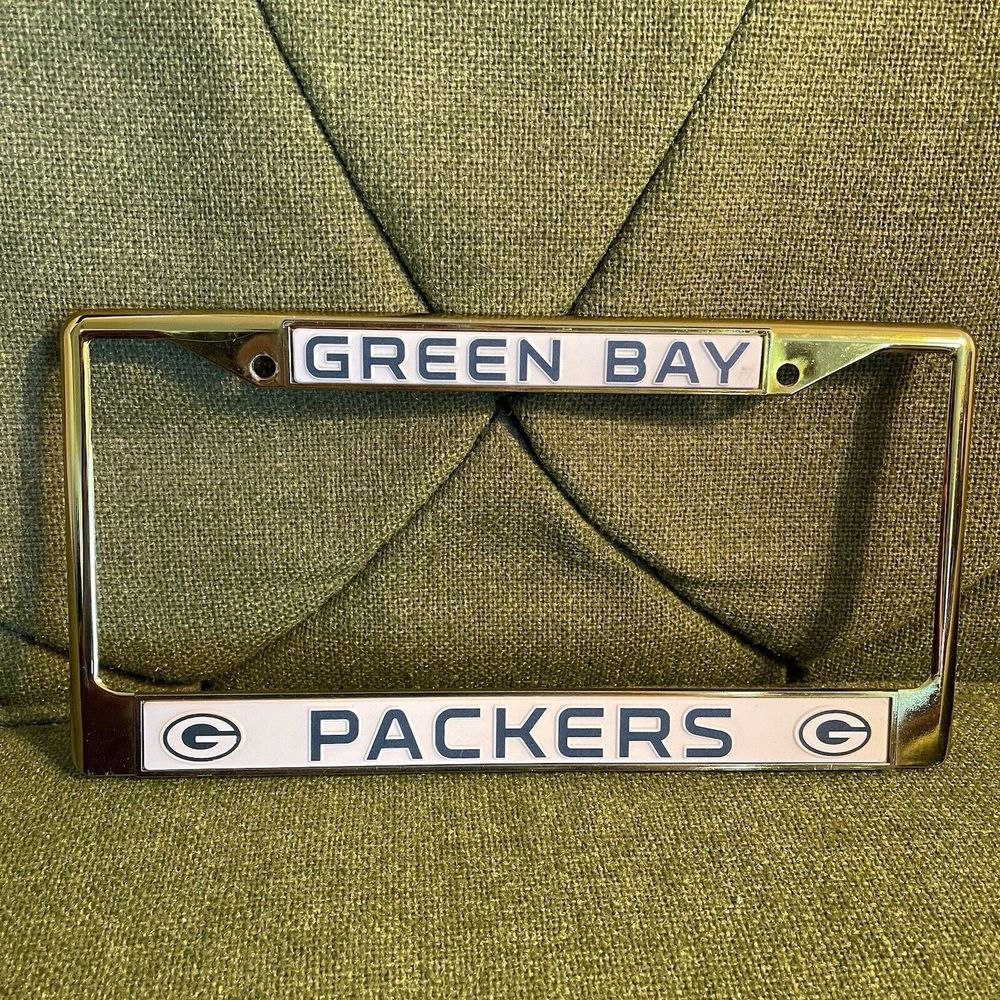 NFL Green Bay Packers Laser Cut Gold Chrome License Plate Frame